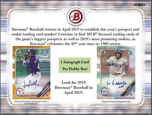 2019 Bowman Baseball Hobby (Box)