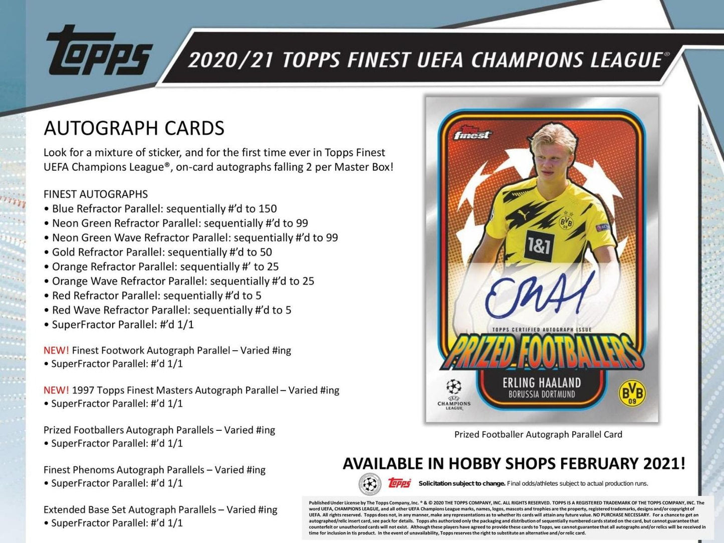 2020-21 Topps Finest UEFA Champions League Soccer Hobby (Box)